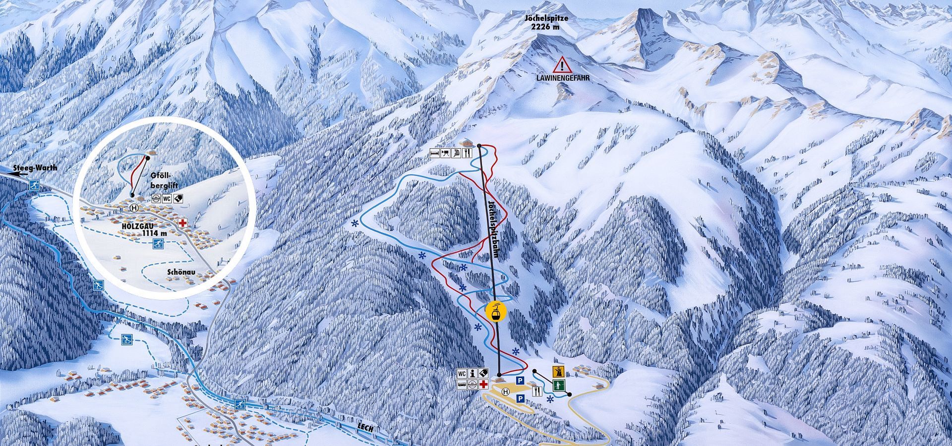 Jöchelspitze Lechtal Pistenplan Pistenübersicht Jöchelspitze