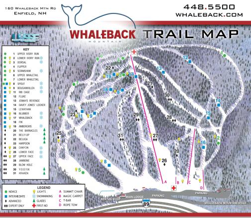 Whaleback Mountain Mapa zjazdoviek