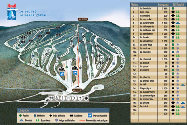 Massif du Sud Mapa zjazdoviek