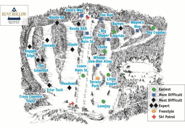 Hunt Hollow Ski Club Mappa piste