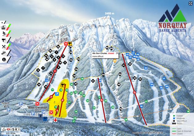 Mt. Norquay – mapa tras narciarskich