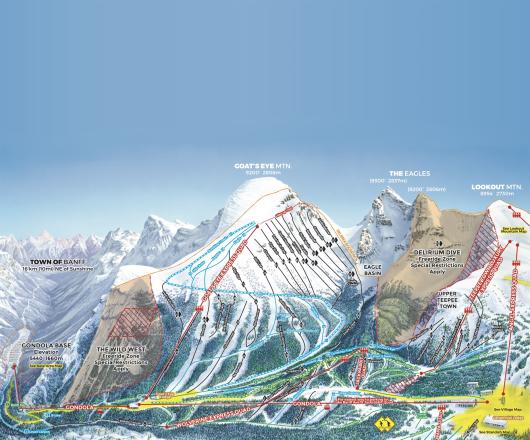 Sunshine Village Mapa sjezdovek