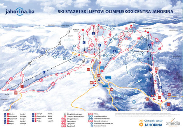 Mount Jahorina Mappa piste