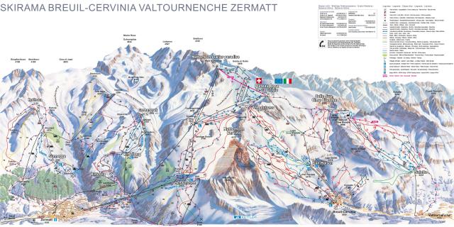 Cervinia - Breuil – mapa tras narciarskich