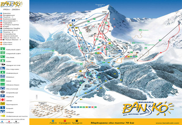 Bansko – mapa tras narciarskich