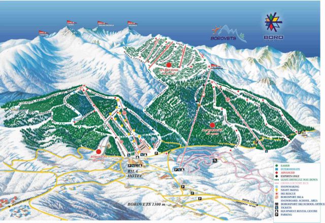 Borovets Mapa zjazdoviek