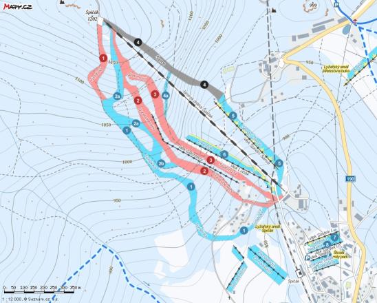 Špičák - Železná Ruda – mapa tras narciarskich