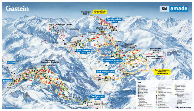 Pistenplan Bad Gastein - Graukogel