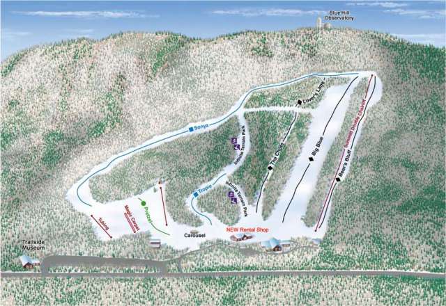 Blue Hills Ski Area Mapa zjazdoviek