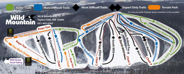 Wild Mountain Ski & Snowboard Area Trail Map