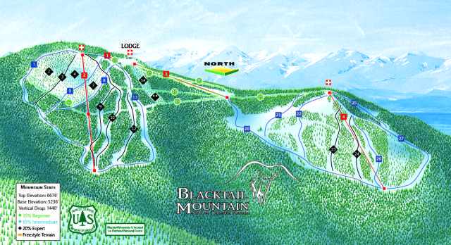 Blacktail Mountain Ski Area – mapa tras narciarskich