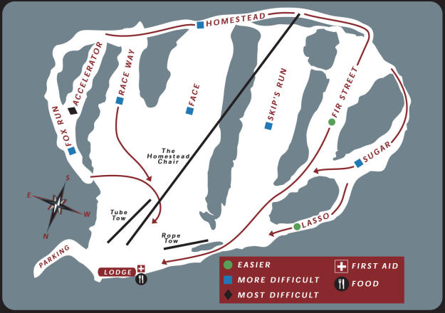 Cooper Spur – mapa tras narciarskich