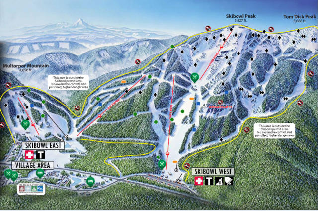 Mt. Hood Skibowl Mapa zjazdoviek