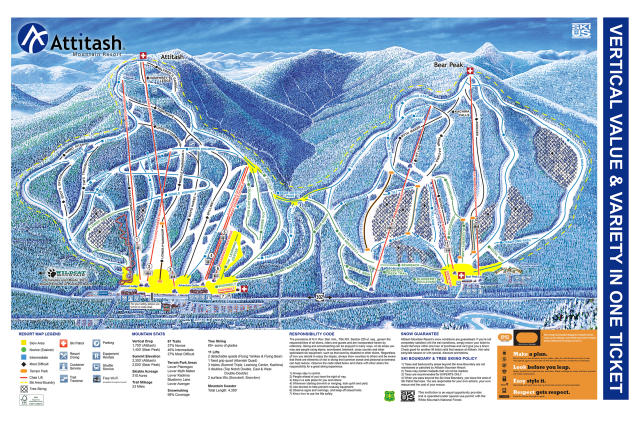 Attitash Mapa sjezdovek