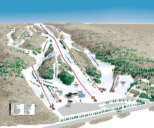 Woods Valley Ski Area – mapa tras narciarskich