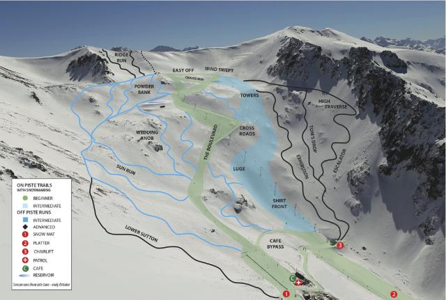 Ohau Snow Fields Mapa sjezdovek