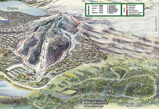 Sjusjøen – mapa tras narciarskich