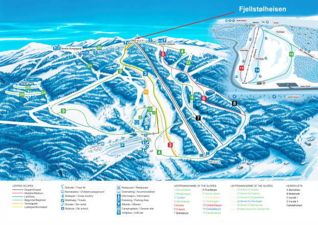 Valdres Mapa zjazdoviek