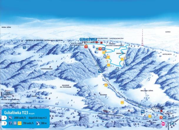 Zakopane - Gubałówka – mapa tras narciarskich