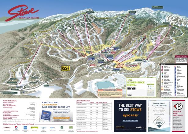 Stowe Mountain Resort Mappa piste