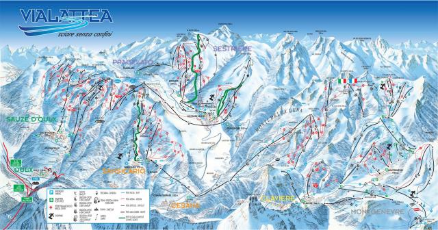 Claviere - Vialattea Piste Map