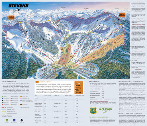 Stevens Pass Resort – mapa tras narciarskich