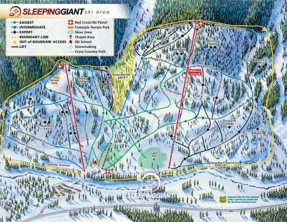 Sleeping Giant Ski Resort Mapa zjazdoviek